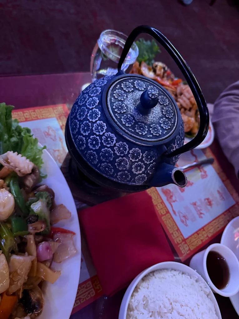 Cast iron teapot on the table at Pagoda